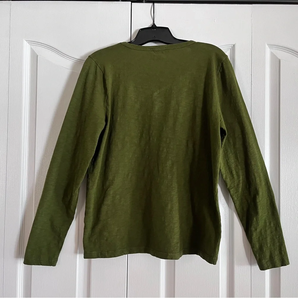 J.Crew long sleeve t-shirt dark army green Size L - Picture 2 of 6